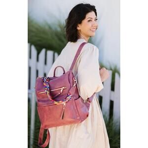 NEW modem+chic Mauve Brielle Convertible Travel Backpack Bag with Guitar Strap